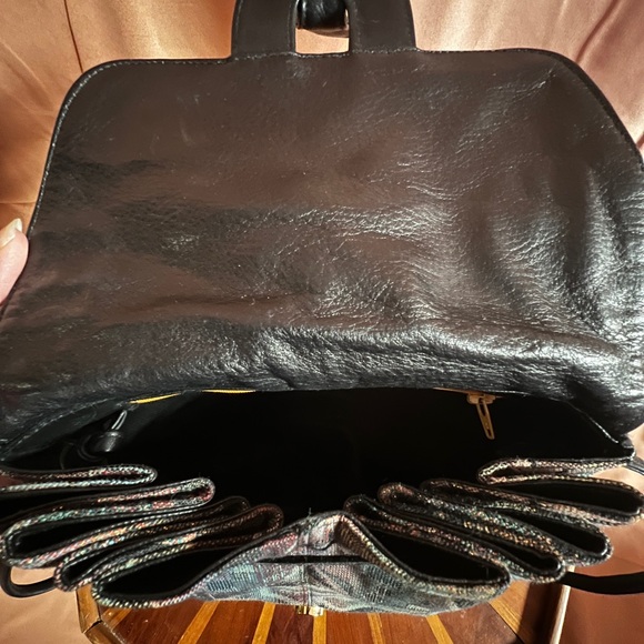 Vintage Shimmery Metallic Fabric Artsy Women's Bag with 100 Percent Leather trim - Picture 14 of 14